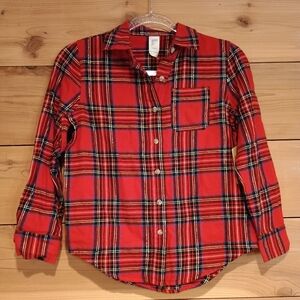 Thereabouts Girls Red Plaid Tartan Button Up Shirt Christmas Holiday Rop